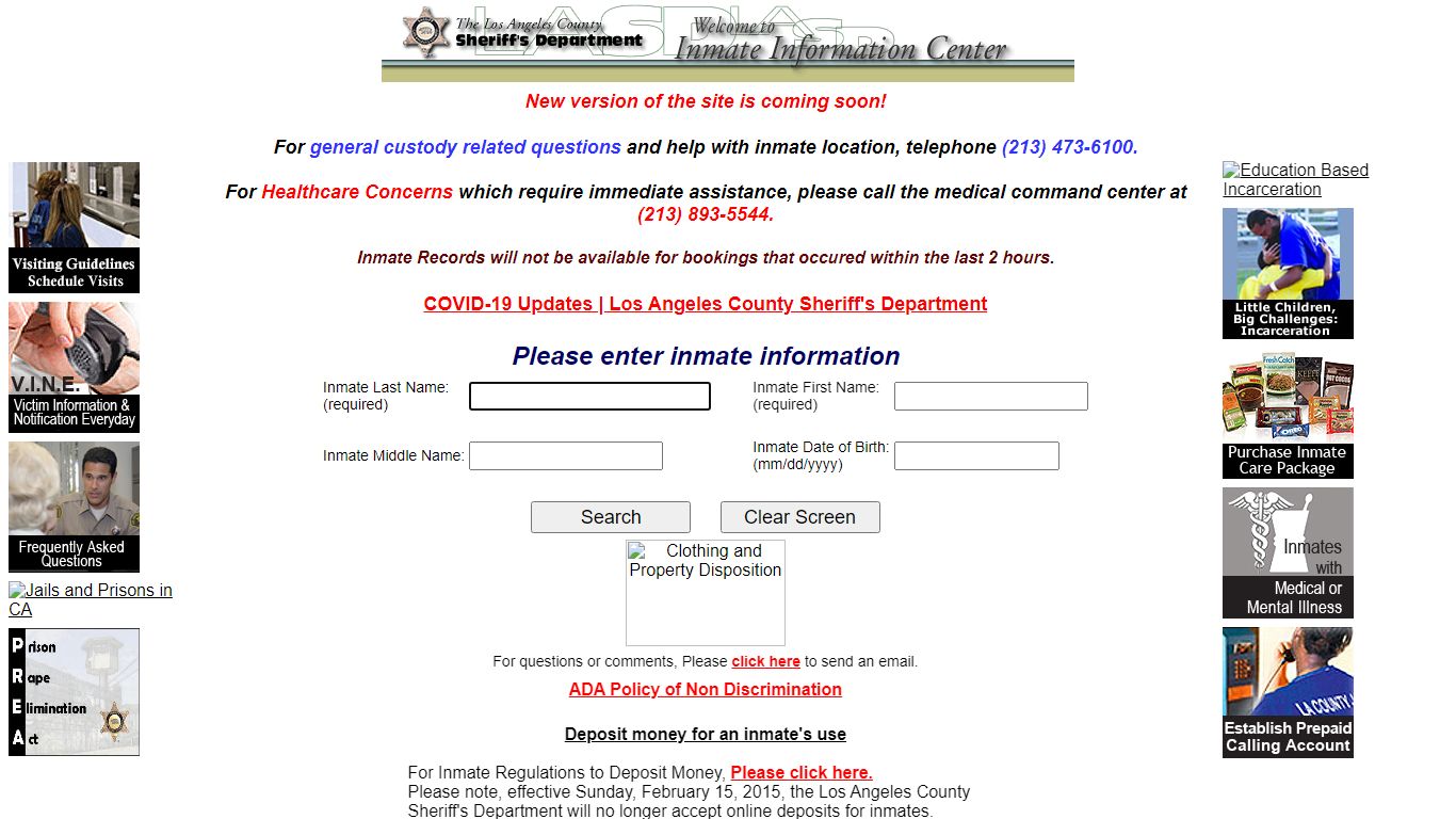 LASD Inmate Information Center - Inmate Search